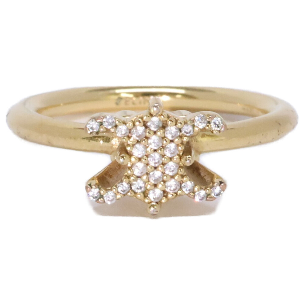 CELINE Triomphe Solitaire Sparkle Ring, Size 52, Gold Color, Women's
